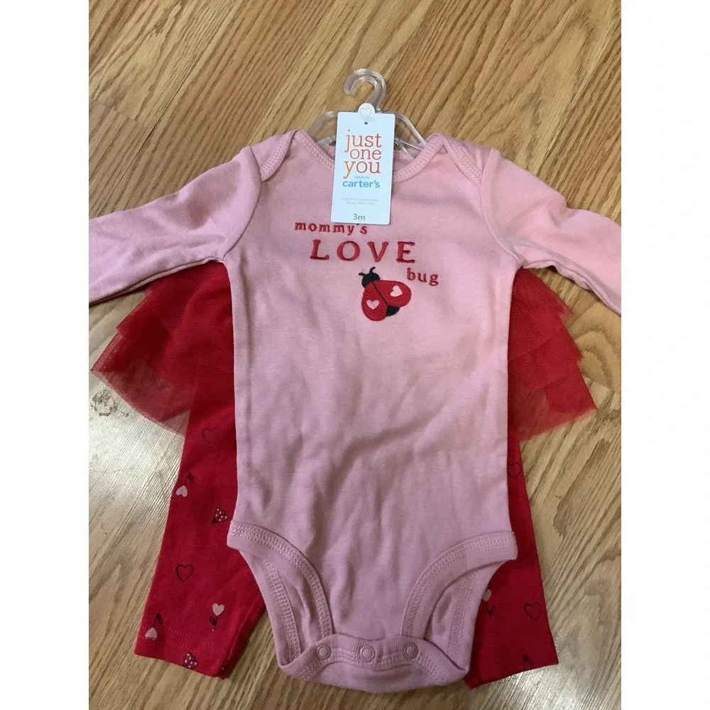 Just One You Carter's Mommy's Love Bug‎ Outfit Bodysuit Tutu Leggings Size 3M